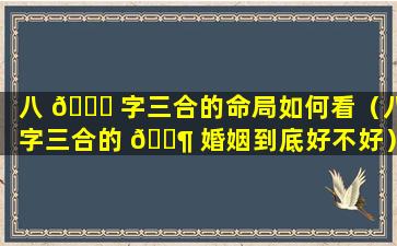 八 🍁 字三合的命局如何看（八字三合的 🐶 婚姻到底好不好）